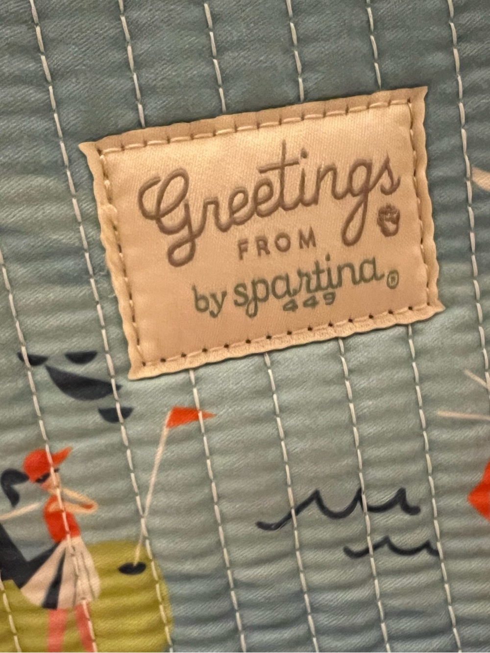 NWT Spartina 449 Sea Islands Quilted Zip Tote Bag Blue Map Coastal Beach 678124 - Picture 4 of 10